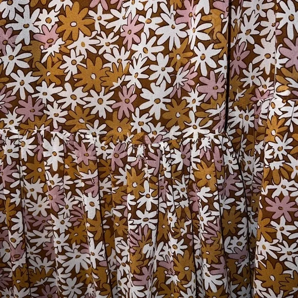 AAKAA MUSTARD FLORAL TASSEL FRONT TIE DRESS SIZE SMALL - Picture 7 of 7